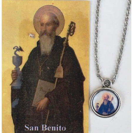 Emaillierte Medaille Sankt Benedikt 14mm mit Druck