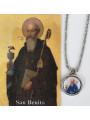 Emaillierte Medaille Sankt Benedikt 14mm mit Druck