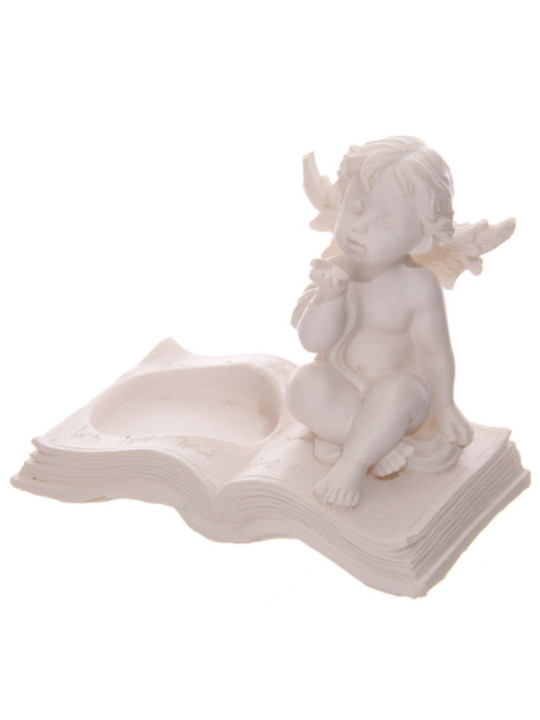 Weißer Cherub in Buch sitzend... 8 cm hoch x 9,5 cm breit