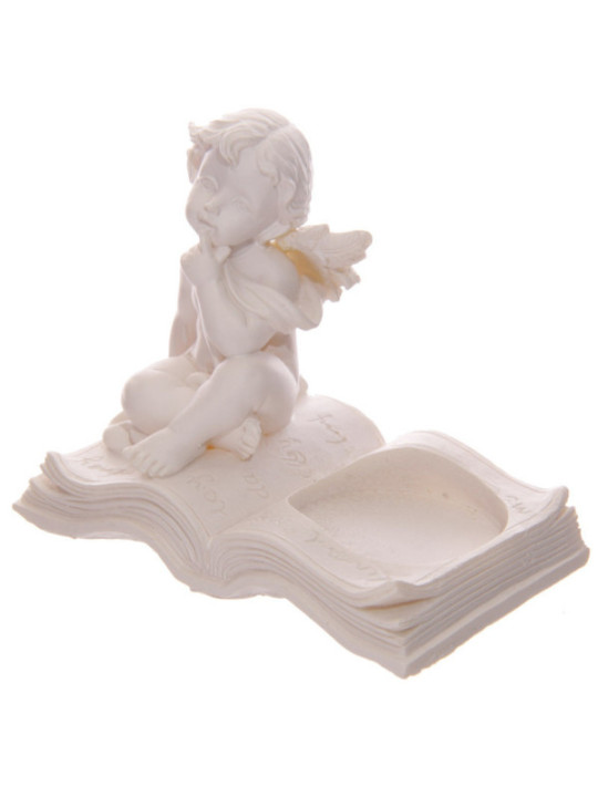 Weißer Cherub in Buch sitzend... 8 cm hoch x 9,5 cm breit