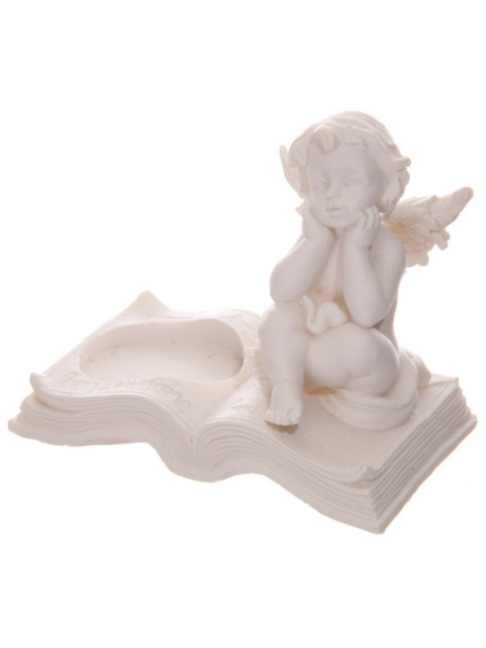 Weißer Cherub in Buch sitzend... 8 cm hoch x 9,5 cm breit