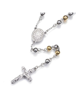 Gold- und silberbeschichteter Rosenkranz aus Edelstahl.