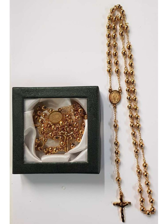 Goldener Rosenkranz aus Edelstahl.
