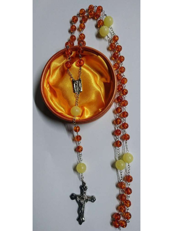 Rosenkranz Unsere Liebe Frau von Lourdes, natürliches Baumharz