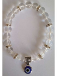 Mineral-Kristallquarz-Armband mit türkischem Auge, gegen Neid