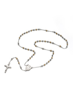 55 cm Rosenkranz aus vergoldetem und versilbertem Edelstahl.