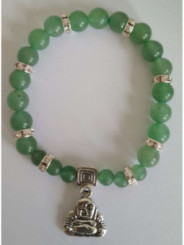 Grünes Quarz-Mineral-Armband mit Wunsch-Buddha