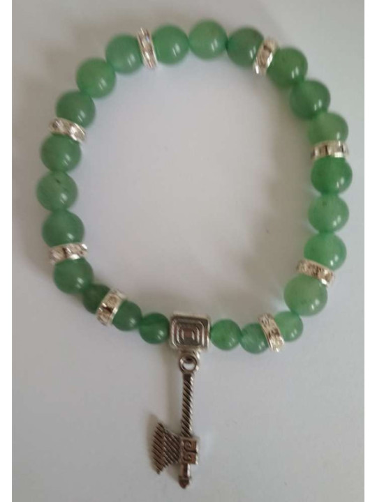 Grünes Quarz-Mineral-Armband mit keltischer Axt