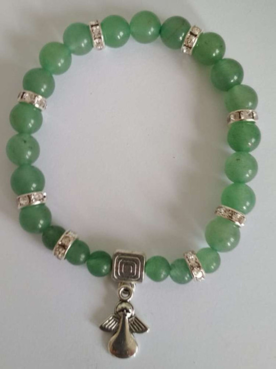 Grüner Quarz-Mineral-Armband mit Engel