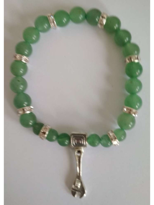 Grünes Quarz-Mineral-Armband mit Schlüssel zum Werk