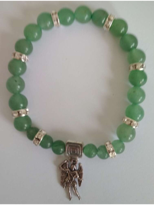 Grüner Quarz-Mineral-Armband mit Sankt Michael, Verteidigung und Schutz