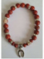 Rotes Jaspis-Mineral-Armband mit Glücks-Hufeisen