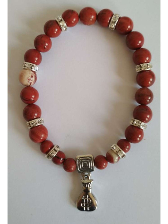 Rotes Jaspis-Mineralienarmband mit Geldtasche