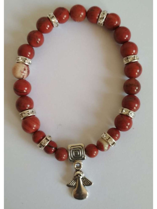 Rotes Jaspis-Mineral-Armband mit Engel