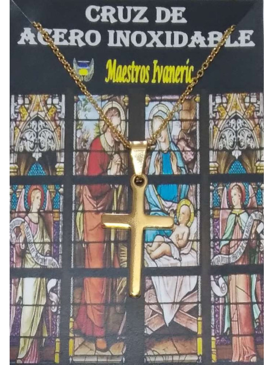 Edelstahl vergoldetes Kreuz mit Kette