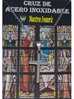 Versilbertes Edelstahlkreuz mit Kette