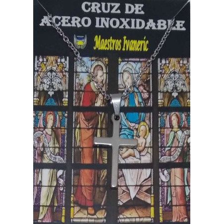 Versilbertes Edelstahlkreuz mit Kette