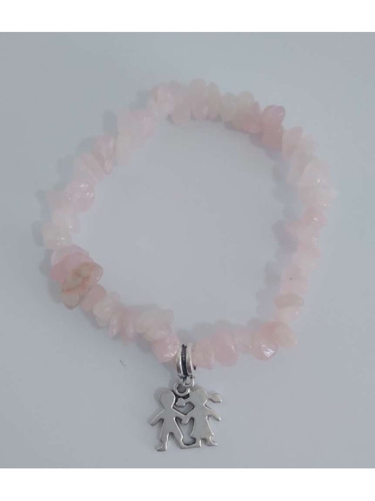 Rosenquarz-Chip-Armband mit Paar, das die Liebe stärkt