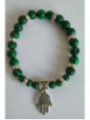 Malachit-Mineral-Armband mit Hand der Fatima, Schutz