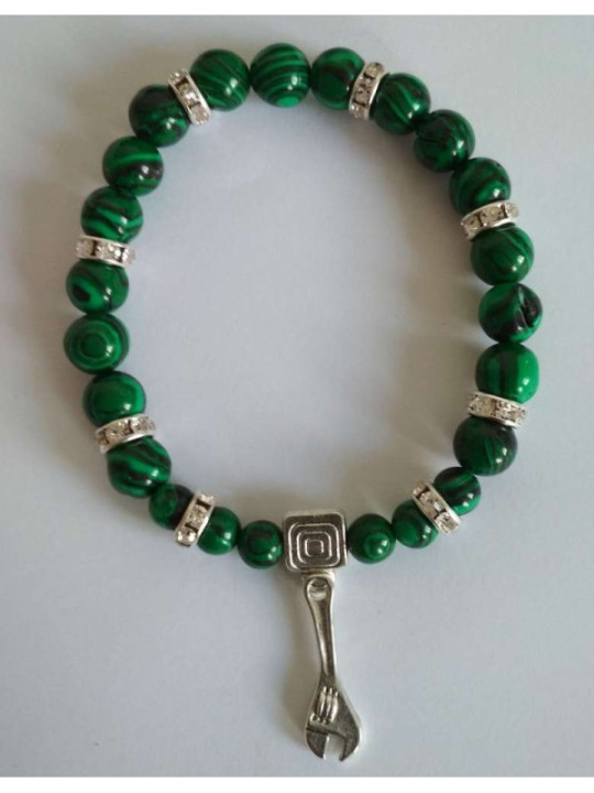 Malachit-Mineral-Armband mit Schlüssel zur Arbeit
