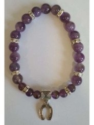 Amethyst-Mineral-Armband mit Glückshufeisen