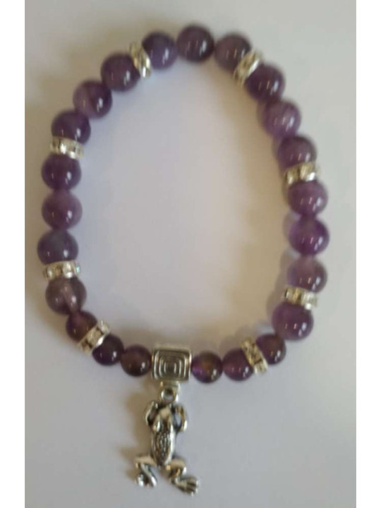 Amethyst-Mineral-Armband mit Glücksfrosch