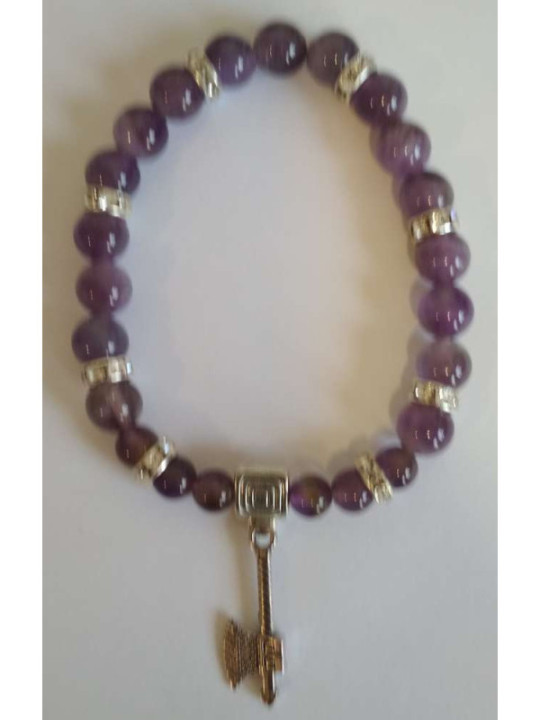 Amethyst-Mineral-Armband mit keltischer Axt