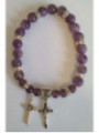 Amethyst-Mineral-Armband mit Kreuz des Heiligen Benedikt