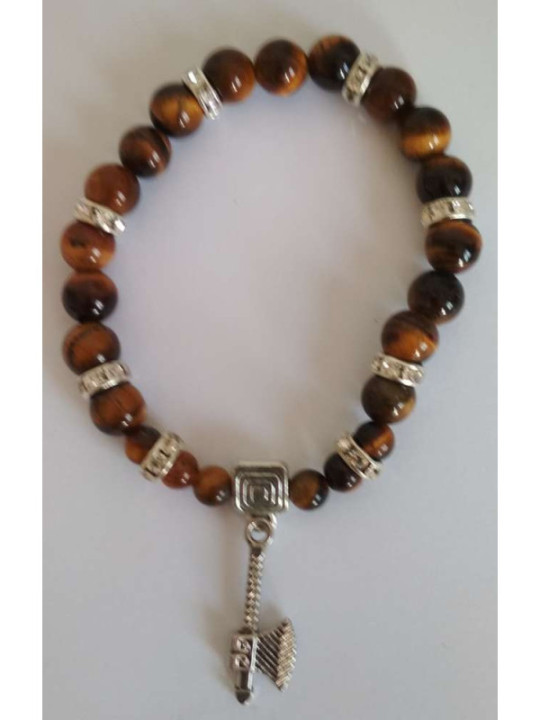 Tigerauge-Mineralienarmband mit keltischer Axt