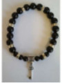 Schwarzes Turmalin-Mineral-Armband mit Straßenöffner-Schlüssel