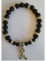 Schwarzes Turmalin-Mineral-Armband mit Glücksfrosch