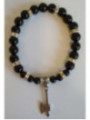Schwarzes Turmalin-Mineral-Armband mit keltischer Axt