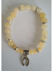 Gelbes Jaspis-Mineral-Armband mit Glückshufeisen