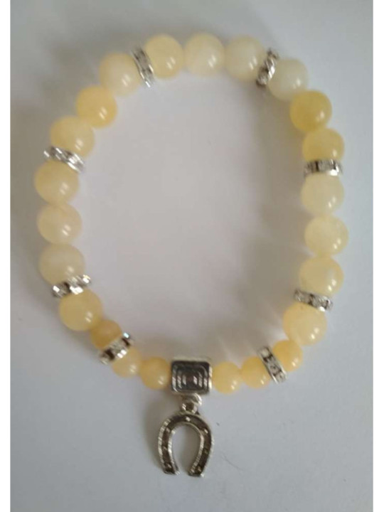 Gelbes Jaspis-Mineral-Armband mit Glückshufeisen