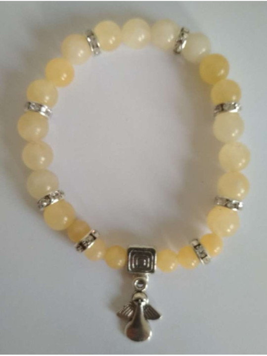 Gelbes Jaspis-Mineral-Armband mit Engel
