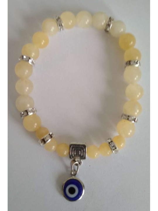 Armband Gelbes Jaspis-Mineral-Armband mit Türkischem Auge, Gegen Neid