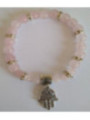 Rosenquarz-Mineral-Armband mit Hand der Fatima, Schutz