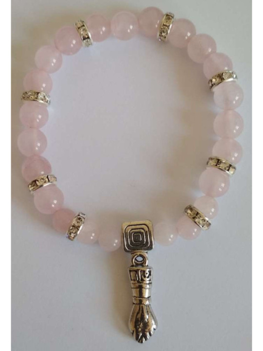 Rosenquarz-Mineral-Armband mit Manschette, Schutz in der Liebe