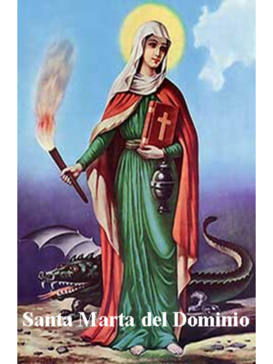 Plastifizierte Briefmarke Heilige Martha der Domäne, 5x7,5cm.