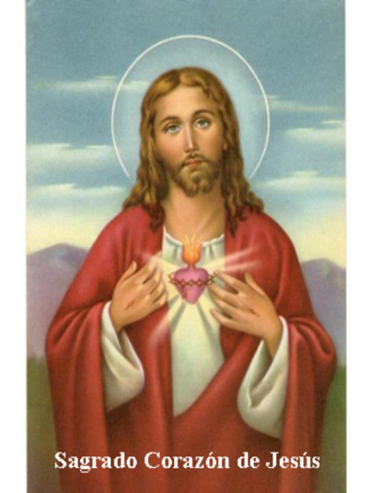 Plastifizierter Abdruck Heiliges Herz von Jesus. 5x7,5cm