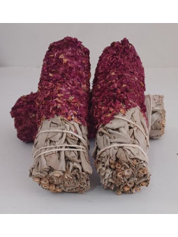 Bündel weißer Salbei mit Rosenblättern von 11 cm. ca.