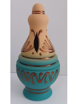 Grün bemaltes handgefertigtes Räuchergefäß 17 cm.