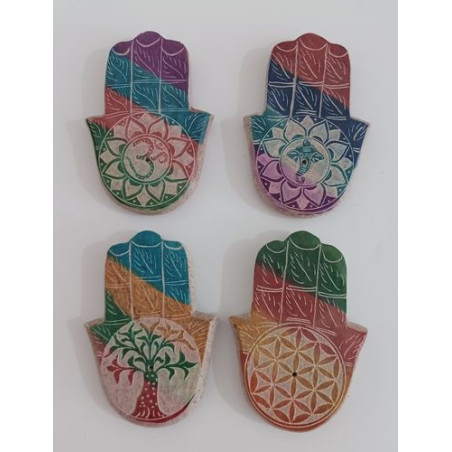 Hand of Fatima Räucherstäbchenhalter in verschiedenen Farben. Zufällig.