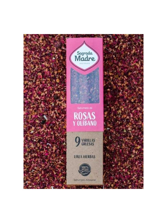 Rosa Olibanum-Kräuter-Räucherstäbchen. Sagrada Madre