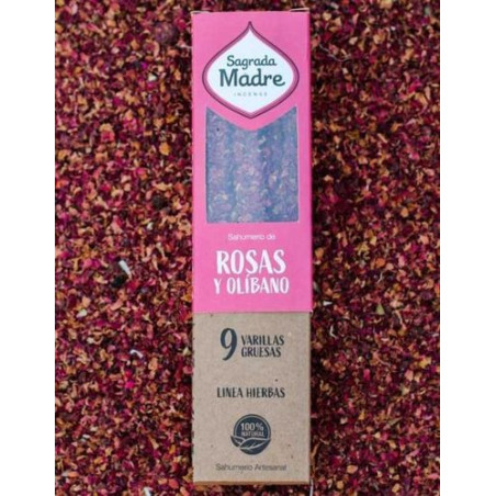 Rosa Olibanum-Kräuter-Räucherstäbchen. Sagrada Madre