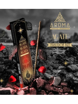 Aroma-Räucherstäbchen mit Mineralien, Achatkristall.