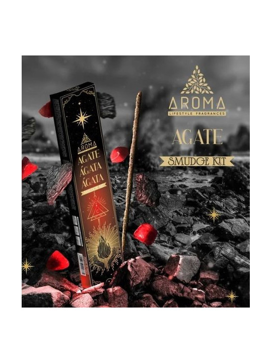 Aroma-Räucherstäbchen mit Mineralien, Achatkristall.