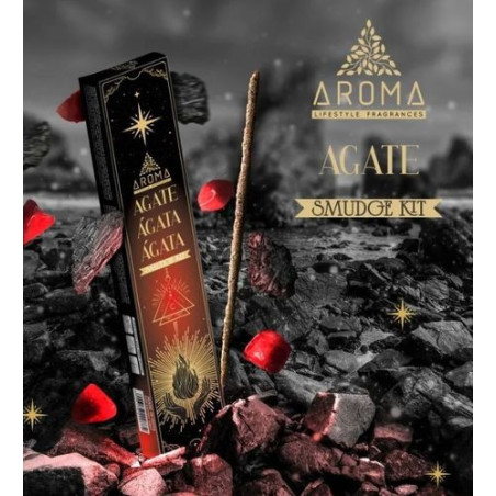 Aroma-Räucherstäbchen mit Mineralien, Achatkristall.