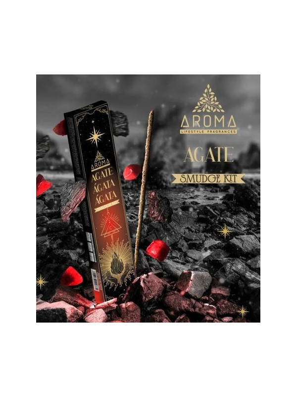 Aroma-Räucherstäbchen mit Mineralien, Achatkristall.
