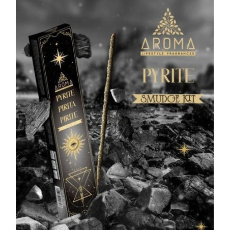 Aroma-Räucherstäbchen mit Mineralien, Pyritkristall.